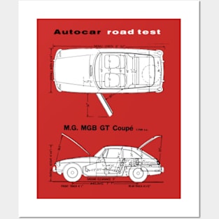 MG MGB GT - road test data blueprint cutaway Posters and Art